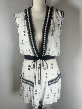 Alexis Black & White Embellished Sequin Mini Dress - Size S